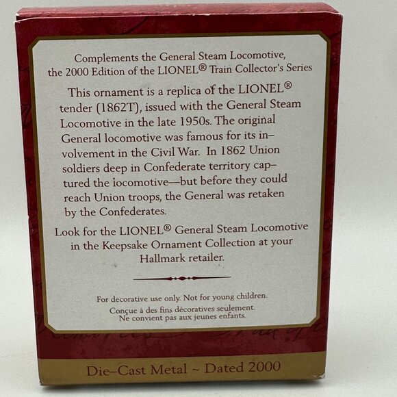 Hallmark Keepsake The Tender die cast Lionel Train in box Christmas Ornament - Picture 3 of 7